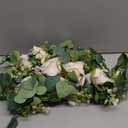 TOCHGREEN 2Pcs(13 Ft) Artificial Eucalyptus Flower Garland with Champagne Rose Flowers,Faux Rose Vine Gypsophila,Floral Greenery for Home Wedding Table Decor (Champagne, 2PCS)