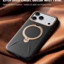 TORRAS Q3 VegSkin for iPhone 17 Pro Max Case Leather, 360 Spin Magnetic Stand, Fit for MagSafe, Camera Control, Shockproof Premium Organic Silicone Leather Case for iPhone 17 Pro Max, Midnight Black