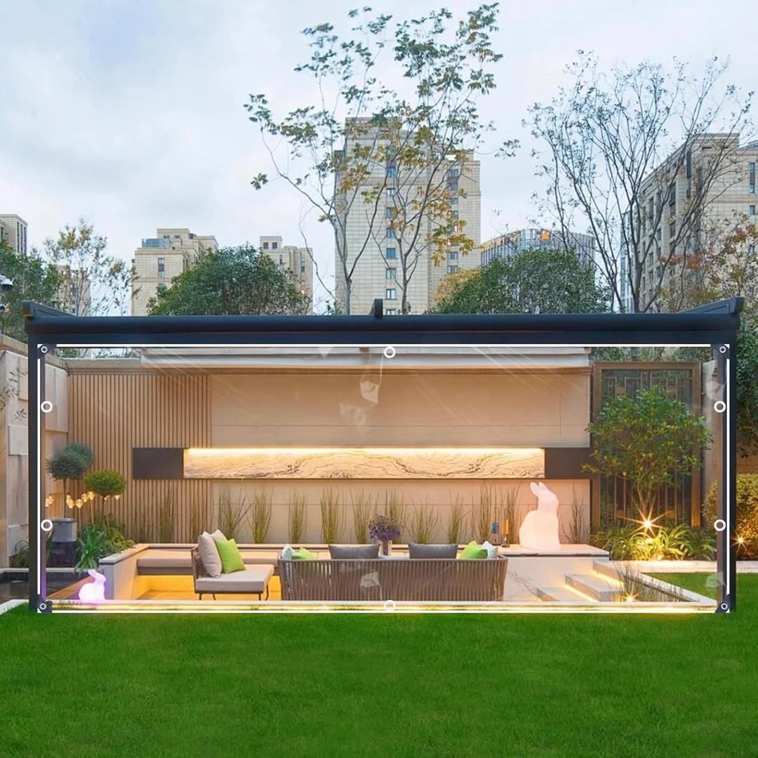 14 Mil Thick Clear Tarps Heavy Duty Waterproof, 5x3 Ft PVC Plastic Clear Vinyl Patio Enclosure with Grommets, Winter Outdoor Transparent Tarp for Camping, Greenhouse, Porchs, Pavilion Rain Shield