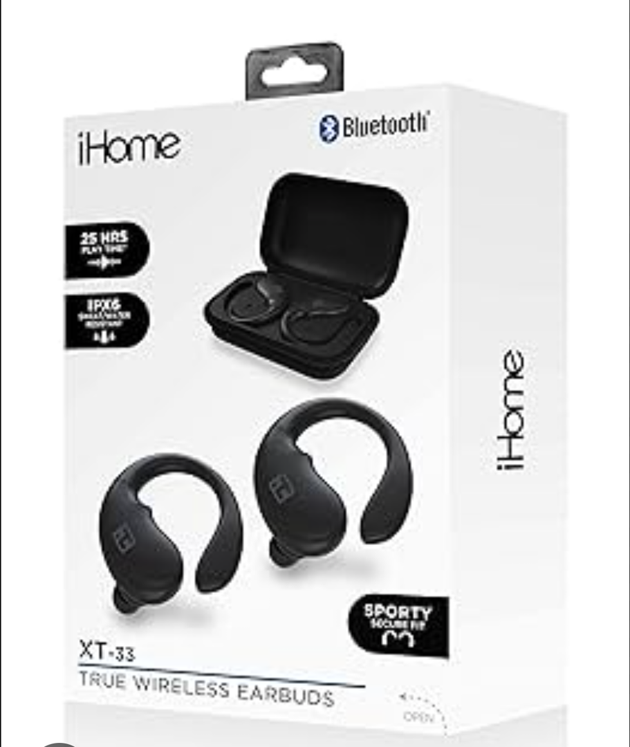 Bytech iHome XT-42 True Wireless Bluetooth In-Ear Earbuds, Black, HMAUBE238BK