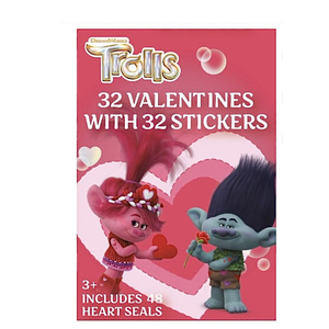 Dreamworks Trolls Stationery Set with Pen features a hot pink cover