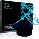 Hockey Player 3D Lamp Night Lights for Kids 7 LED Color Changing Touch Table Desk Lamps Lighting Cool Toys Gifts Birthday Xmas Decoration for Sports Hockey Fan