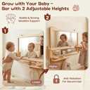 Wisreach Montessori Baby Mirror with Adjustable Pull-Up Bar & Shelf, Shatterproof Acrylic, Wall-Mounted for Tummy Time, Infant Standing Training, Toddler Bedroom & Nursery Use