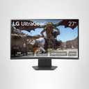 LG 27GS60QC-B Ultragear 27-inch Curved Gaming Monitor QHD (2560x1440) 180Hz 1ms 1000R AMD FreeSync HDR10 HDMIx2 DisplayPort Borderless Design Black Stabilizer DAS Crosshair FPS Counter - Black