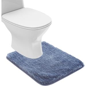 Suchtale Bathroom Contour Rug Non Slip Bath Mat Water Absorbent Soft Microfiber Shaggy Bathroom Mat Machine Washable Bath Rug for Bathroom Thick Plush U Shape Toilet Rug (20 x 24, Blue)