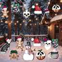 2 x 12 PCS Large Horror Christmas Decorations 3D Spooky Creepy Christmas Tree Picks Gingerbread Man Ghost Snow Prop Zombie Signs Lawn Outdoor Decor for Xmas Tree Topper Home School Office Vase Patio Dcor
