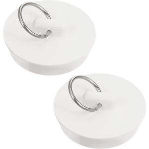 Rubber Sink Stopper, 2 Pcs 1-5/8 Inch Bathtub Drain Stopper White Drain Plug Bathroom Tub Universal Rubber Sink Plug with Hanging Ring for Kitchen Bathroom Shower Laundry