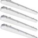 Kadision 4ft LED Vapor Tight Light, 60W/50W/40W Wattage Selectable 7200lm 5000K 100-277V, 0-10V Dimmable Vapor Proof Lighting Fixture for Warehouses Car Washes, 4-Pack