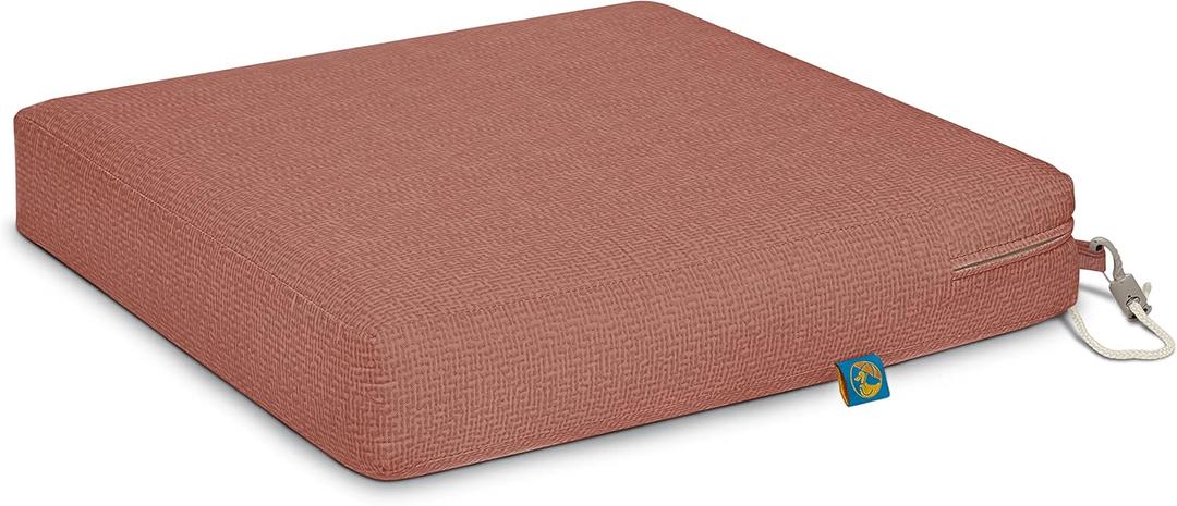 DUCKCOVERS Weekend Water-Resistant Outdoor Dining Seat Cushion, 21 x 21 x 3 Inch, Cedarwood, Dining Chair Cushions