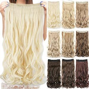 IMISSU Long Natural Thick Hair Curly Clip in on Synthetic Hair Extensions Hairpieces for Women (24 inches, 613 Blonde)