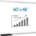 VIZ-PRO Magnetic Dry Erase Board, 60 X 48 Inches, Foldable Wall-Mounted Whiteboard with Silver Aluminum Frame & Marker Tray for School Office and Home 5' X 4'
