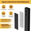 50 Pack 32.25" Hollow Aluminum Deck Balusters with Screws, Metal Balusters for Deck Railing Rectangular Spindles for Outdoor Porch Balusters, Matte Black, Includes Installation Spacing Guide
