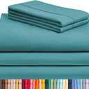 LuxClub 5 PC Split King Sheet Set, Breathable Luxury Bed Sheets, Deep Pockets 18" Eco Friendly Wrinkle Free Cooling Sheets Machine Washable Hotel Bedding Silky Soft - Teal Split King