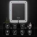 QAOYEDE 20x16 Inch LED Bathroom Mirror with Lights, Small Bathroom Vanity Mirror with Lights, Dimmable Anti-Fog Backlit and Front Light, Memory, 3 Color, Shatter-Proof, Vertically Only