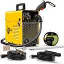 145A MIG Welder, [LCD Digital Display]110V Flux Core MIG/Lift TIG/Stick 3 In 1 Welding Machine With Synergy, Inverter Welder Equipment Kit For Home Repair Auto Restoration Metal Fabrication (Yellow)