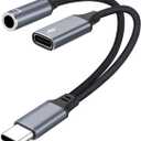 USB C to 3.5mm Headphone Jack and Charger Adapter, 2-in-1 Audio & Fast Charging Splitter for iPhone Supports Hi-Res Lossless Sound 17/16/15/Pro/Pro Max, iPad,