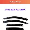 KPY Rain Guards Fit for 2022-2026 Acura MDX, Out-Channel Window Visors Vent Wind Deflectors 4PC, Car Accessories for 22-26 Acura MDX