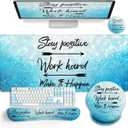 Desk Mat Pad, XXL Large Gaming Mouse Pad with Wrist Rest Wrist Support, Ergonomic Mouse Pad, Keyboard Wrist Rest, Coaster, Home Office Desk Accessories Decor Supplies, Stay Positive
