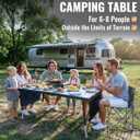 KingCamp Folding Camping Table Foldable, 55.1" x27.6" Aluminum Roll Up Table with Adjustable Height 6-7 Person Large Camp Tables Outdoor with Carrying Bag for BBQ, Patio, Picnic Loads 265 Lbs