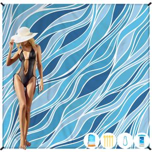 Beach Blanket Oversized Extra Large 78" X 81",Waterproof Sandproof Beach Blanket 1-7 Adults Lightweight Durable for Travel Camping Hiking Picnic