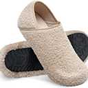 WateLves Womens & Mens Lightweight Cozy Faux Furry House Slippers - Rubber Sole Slip On Sock Shoes - Foldable Travel Slippers - Indoor & Outdoor (7.5-8.5 Women/6-7 Men, Fluff/Beige)