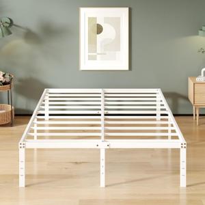 Upcanso 16 Inch White King Bed Frame Heavy Duty Metal Platform King Size Bed Frames with High Storage, Eassy Assembly 3,500 lbs Heavy Duty Bedframes