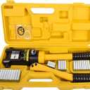 16T Hydraulic Crimping Tool 8 AWG to 600 MCM Battery Cable Crimping Tool 0.87 inch Stroke Hydraulic Lug Crimper Electrical Terminal Crimper with 13 Pairs of Dies