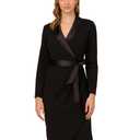 Adrianna Papell Stretch Crepe Tuxedo Faux Wrap Dress with Satin Shawl Collar Black 6
