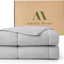 Amlie Home Cooling Comforter Queen Size, Dual-Sided Lightweight Cooling Blanket for Hot Sleepers, Q-Max 0.43 Breathable Cooling Quilt for Night Sweats, 90" x 90", Heather Cool Grey