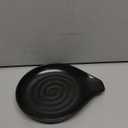 LAUCHUH Spoon Rest for Stove Top, 5 inch Cooking Spoon Holder for Kitchen Countertop Ceramic Ladle Holder for Spatula, Spoons or Tong, Heat-Resistant, Farmhouse Kitchen Decor, Black