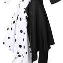 Cruella Devil Costume Women Adult Cruella Cosplay Dress Gloves Halloween Suit, 2xl