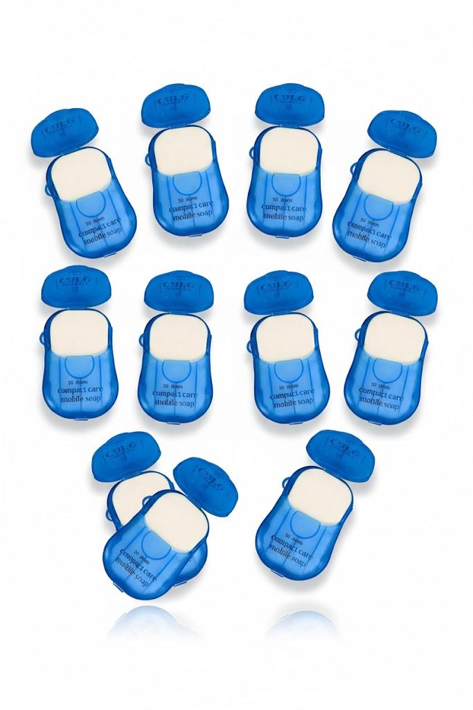 Compact Care Portable Soap Sheets  500pcs (10 Travel Cases  50 Sheets)  Pocket-Size Biodegradable Hand Wash Paper for Travel, Camping, Hiking, Emergency Kits