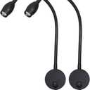 LED Reading Lamp 3W Warm White 3000K for Reading Books Black Plug Cord 2PCS (RS032)