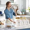 Ayiaren Wooden Flatware Silverware Caddy for Party White Cutlery Holder Small Utensil Holders for Kitchen Counter Wood Silverware Organizer Countertop Knife Fork and Spoon Holder Table Utensil Caddy
