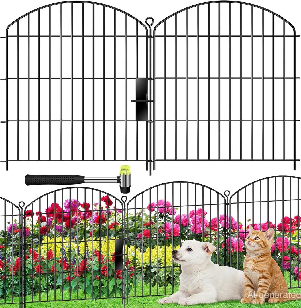 Decorative Garden Fence 32in (H) x22ft (L),Arched Metal No Dig