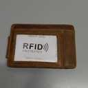Money Clip RFID Front Pocket Wallet Men Leather Slim Minimalist Wallet (Brown with ID Window (Crazy Hourse Leather))
