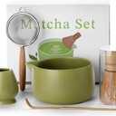 20OZ Matcha Whisk Set - 5PCS Japanese Tea Set Includes Matcha Bowl with Spout, Bamboo Whisk with Ceramic Holder, Bamboo Scoop and Sifter, Matcha Kit for Ceremony, Gift for Matcha Lovers (Matcha Green)