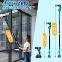 Cordless Telescoping Power Drill&Cleaning Tools with 2-Max 20V Batteries and 2.0A Charger 2-in-1 Cordless Pole Drill and Cleaning Brush from 5.3 to 15ft&Head Pivots 180° Telescoping Pole