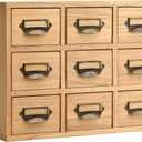 KIRIGEN Wood Drawer Organizer Desktop Storage Cabinet Box Drawers for Home Office Desk Organization and Storage 9 Drawer Mini Chest with Metal Handles Natural (9CG-NA)
