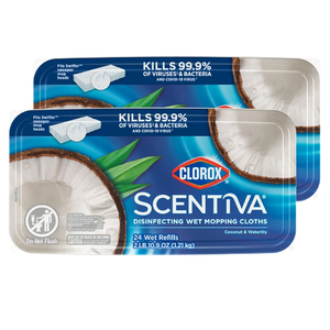 Clorox Scentiva Disinfecting Wet Mopping Pad Refills for Floor Cleaning, Pacific Breeze & Coconut, 48 Count
