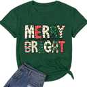 Merry Christmas Shirts for Women Funny Snowflake Graphic Print Holiday T Shirt Winter Casual Short Sleeve Xmas Tee Tops (Green, M)
