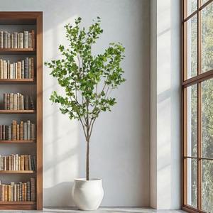 Aurlan 7.55ft Ficus Artificial Trees, Lifelike Faux Tree, Green Lush Fake Ficus Tree Artificial Plants for Office Home Living Room Indoor Outdoor Modern Decor, Perfect Housewarming Gift