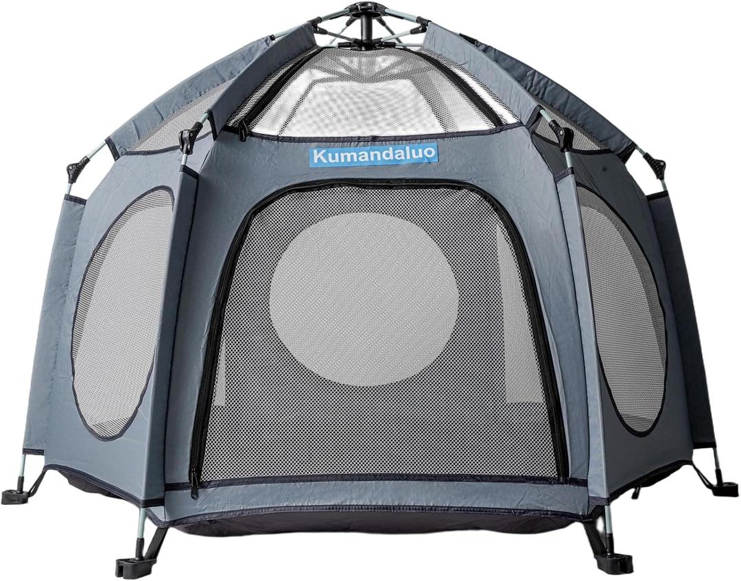 Pop-Up Pet Camping Tent - Indoor/Outdoor Mesh Dog Playpen