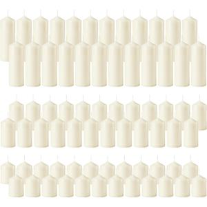 HTTBEIZI 72 Pcs Ivory Pillar Candles Bulk Set | Unscented Dripless Smokeless Wax Candles | 3 Assorted Sizes: 2x3, 2x4, 2x6 for Wedding Centerpiece, Hurricane Vases, and Home Decor