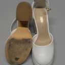 DREAM PAIRS Women's Chunky Platform High Heels Closed Toe Block Ankle Strap Dress Wedding Party Pumps Shoes,Size 6 White-Pu,SDPU2372W