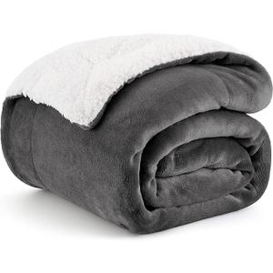 Bedsure GentleSoft Sherpa Fleece Throw Blanket for Couch, Non-Heated, Thick and Warm Throw for Women and Men, Soft Fuzzy Plush Car Blanket for Winter, Charcoal, 50x60 Inches