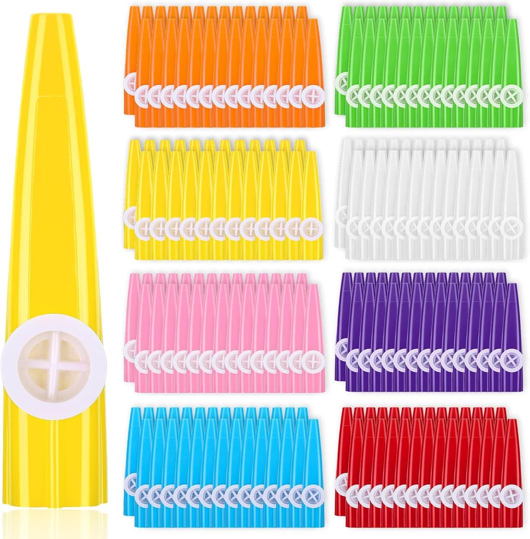 Boao 200 Pcs Plastic Kazoo Musical Instruments Party for Adults Fun Music Kazoo for Kids Classrooms Musical Toy Favors Gift Prize Bulk, 8 Assorted Color
