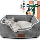 Cat Dog Bed for Pets, Rectangle Pet Bed Gift for Puppy and Kitten, Machine Washable Calming Fluffy Pet Couch Sofa for Indoor Outdoor, Portable Soft Cat Bed with Non-Slip Bottom (Small, Grey)