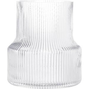 Glass Vase - Fluted, Ribbed, Decorative for Centerpieces, Modern for Living Room, Table, Entryway, Desk, Shelf, Wedding, Office - 7.5 Inches