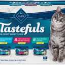 Blue Buffalo Tastefuls Flaked Wet Cat Food Variety Pack, Made with Natural Ingredients, Tuna, Chicken, Fish & Shrimp, 5.5-oz Cans (24 Count, 8 of Each) Best By: 04/08/2027